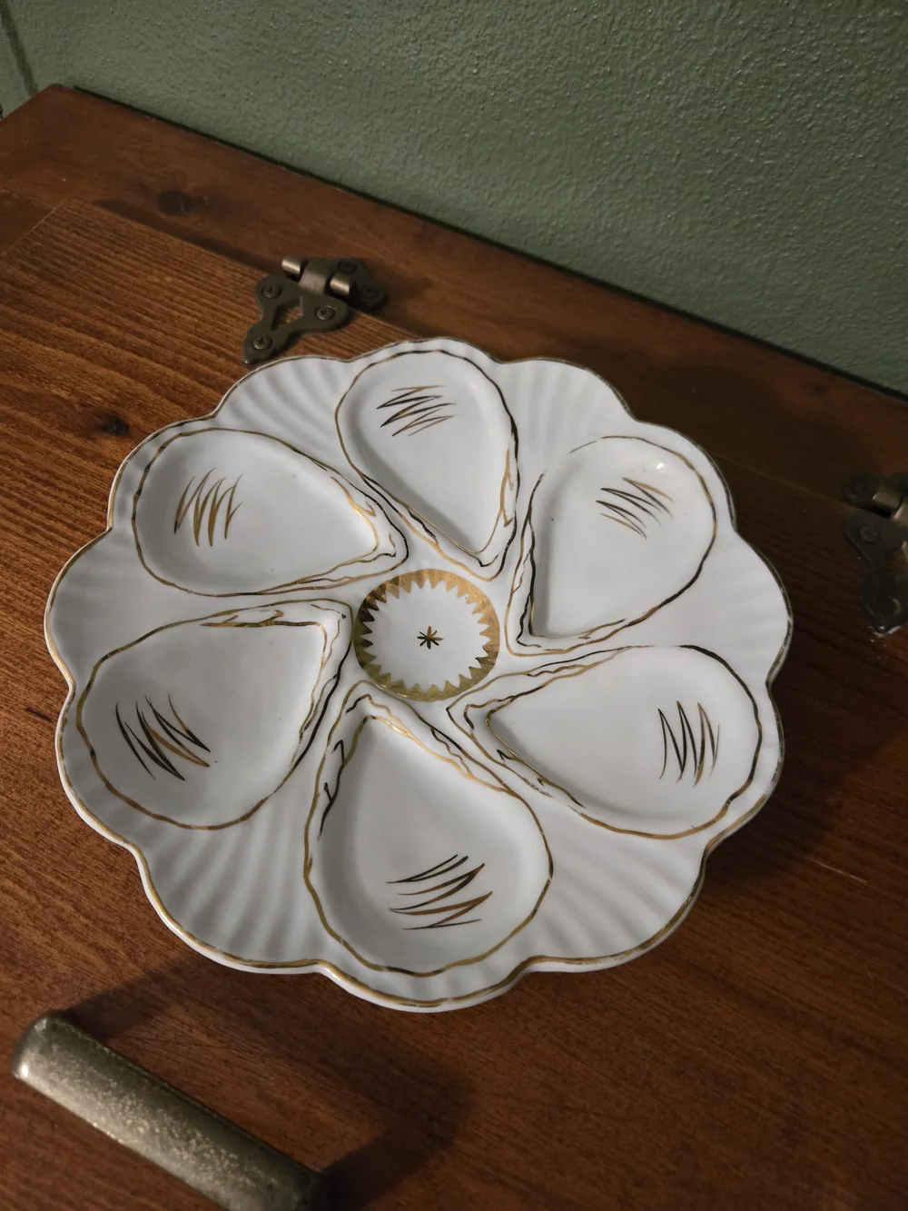 Victoria Karlsbad Austria White and Gold Porcelain Oyster Plate